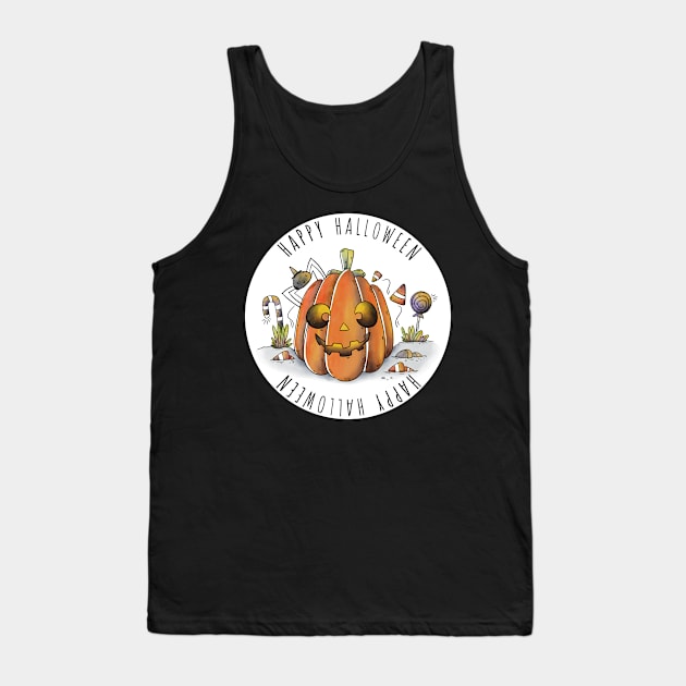 Happy Halloween Pumpkin Tank Top by superdupertees